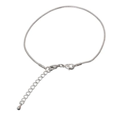 Verwisselbare armband, zilverkleurig voor kralen met groot gat, lengte 20 cm + 4 cm