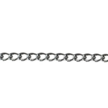 Jewellery curb chain, fine link, 1m, silver-coloured