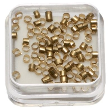 100 squeeze tubes, size 2.0 x 1.5 mm, gold-coloured
