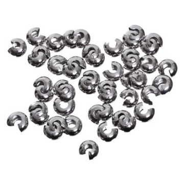 Perles de doublage, 4 mm, argentées, 50 pièces
