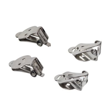 Ear clips, plate for sticking, 4 pieces, silver-coloured