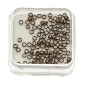100 squeeze beads, round, 2.0 mm, antique copper coloured