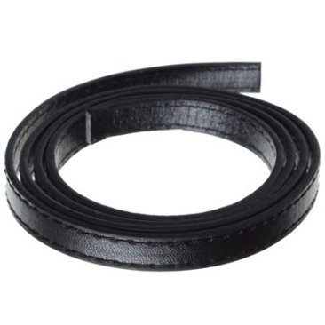 Wide imitation leather strap, 9.8 x 2 mm, black, 1 m