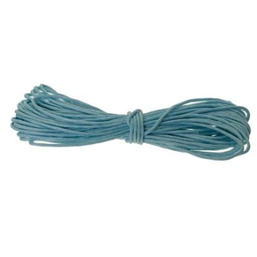 Waxed cotton ribbon, round, diameter 0.5 - 0.8 mm, 5 m, azure blue