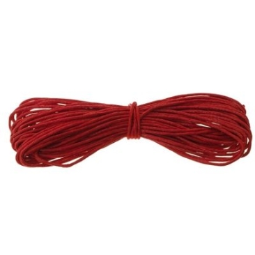 Waxed cotton ribbon, round, diameter 0.5 - 0.8 mm, 5 m, red
