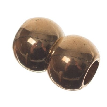 Magnetic clasp, double ball, 10 x 15 mm, inside 5 mm, gold-coloured