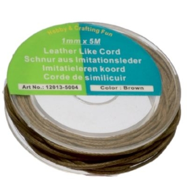 Roll of cotton tape 1mm, length 5 m, light brown