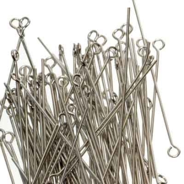 100 eye pins, length 45 mm, silver-coloured