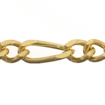 Link chain / metal chain, fine link, 1 m, gold-coloured
