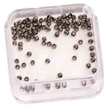 100 perles à écraser, rondes, 1 mm, anthracite