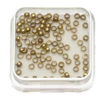 100 knijpkralen, rond, 2,5 mm, goudkleurig