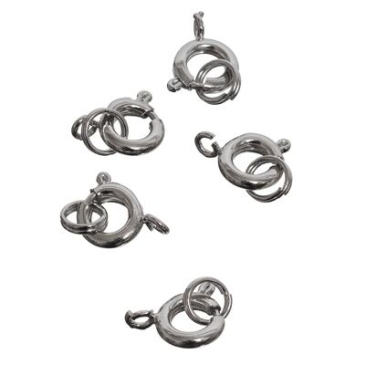 6 Spring ring fasteners, 7 mm, silver-coloured