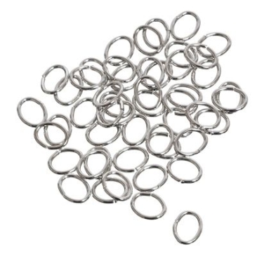50 binding rings, oval, 5 x 7 mm, silver-coloured