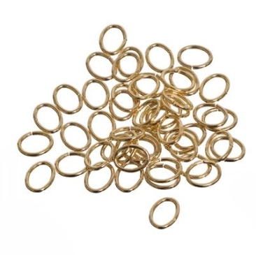 50 binder rings, oval, 5 x 7 mm, gold-coloured