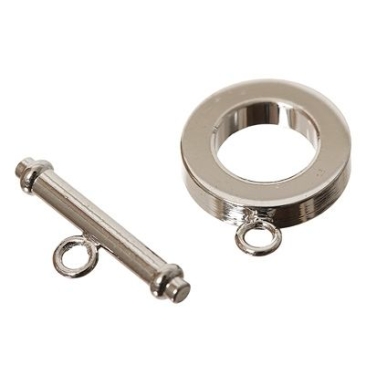 Toggle fastener, round, 15 mm, silver-coloured