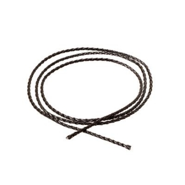Gevlochten lederen band, 3 mm, zwart, lengte 1 m