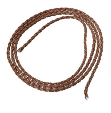Gevlochten lederen band, 3 mm, bruin, lengte 1 m