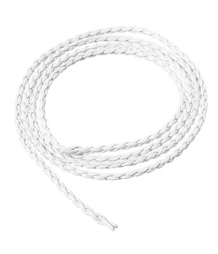 Braided leather strap, 3 mm, white, length 1 m