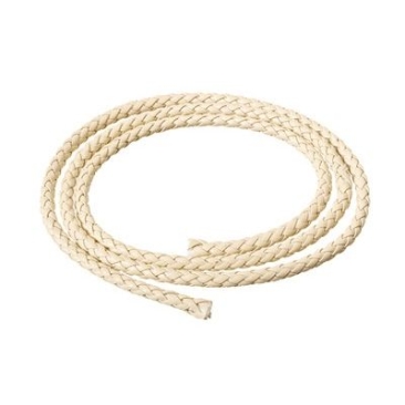 Braided leather strap, 5 mm, beige, length 1 m
