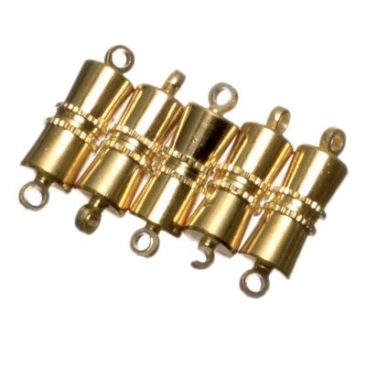 Magnetic fasteners,length approx. 16 mm, gold-coloured, 5 pcs.