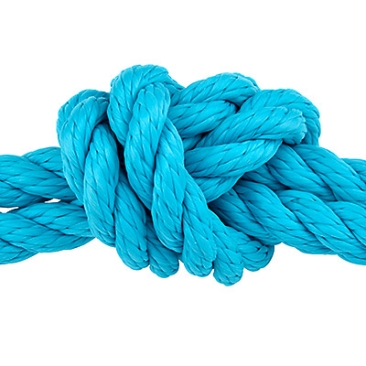 Twisted sail rope, diameter 10 mm, length 1 m, turquoise blue