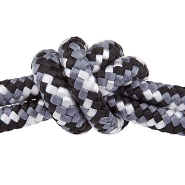 Sail rope, diameter 6 mm, length 1 m, grey-black mix