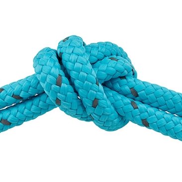 Sail rope, diameter 6 mm, length 1 m, turquoise reflective