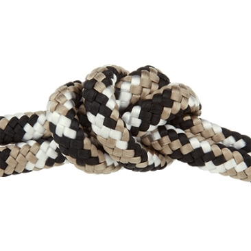 Sail rope, diameter 6 mm, length 1 m, beige-black-white mix