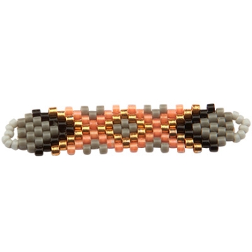 Ornement en rocailles japonaises, enfilé à la main, connecteur de bracelet en forme de losange, tons de gris, 36 x 11,5 mm