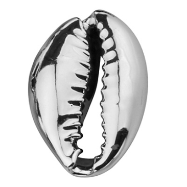 Perle de coquillage galvanisée, ovale, dos plat, coquillage, argenté, env. 17,5 x 10,5 mm