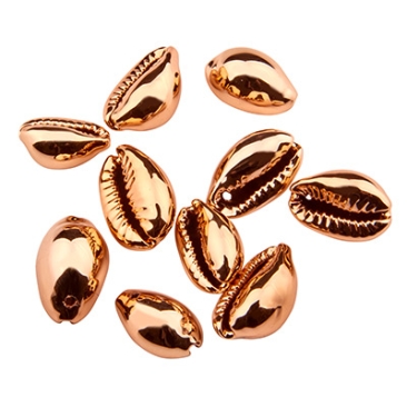 Cowrie shell pendant, galvanised, rose gold-coloured, approx. 18.5 x 11.0 mm, 10 pcs.
