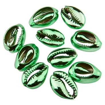 Galvanisierte Cowrie Muschelperle, grün, 20,0 x 13,5 mm, 10 Stück