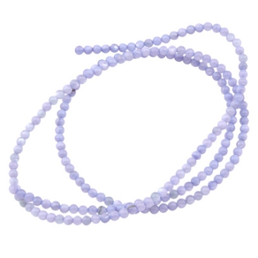 Freshwater shell beads strand, ball,diameter approx. 2.5 mm, dyed blue, length approx. 40 cm