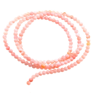 Freshwater shell beads strand, ball,diameter approx. 2.5 mm, pink coloured, length approx. 40 cm