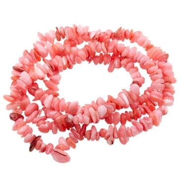 Strand of freshwater shell beads Chips, dyed pink, 4-14 x 4-8 x 1-8 mm, length approx. 80 cm