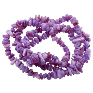 Brin de perles de coquillages d'eau douce Chips, colorées lilas, 4-14 x 4-8 x 1-8 mm, longueur environ 80 cm