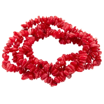 Strand of freshwater shell beads Chips, dyed dark red, 4-14 x 4-8 x 1-8 mm, length approx. 80 cm