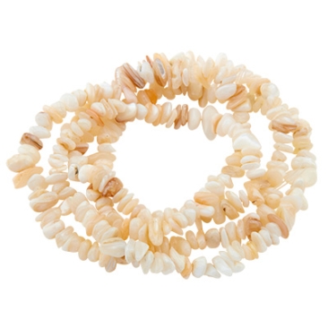 Strand of freshwater shell beads Chips, dyed beige, 4-14 x 4-8 x 1-8 mm, length approx. 80 cm