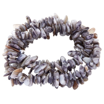Strand of freshwater shell beads Chips, grey coloured, 8-28 x 6-8 x 1-4.5 mm, length approx. 75 cm