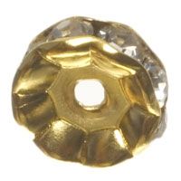 Bergkristal rondel, rond, ca. 6 mm, verguld