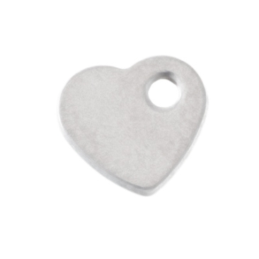 Stainless steel pendant, heart, 5.5 x 6 mm, silver-coloured