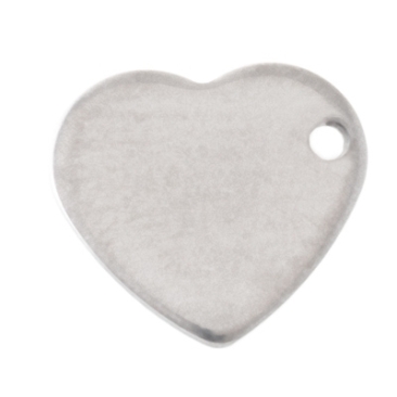 Stainless steel pendant, heart, 10 x 11 mm, silver-coloured