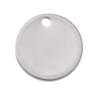Pendentif en acier inoxydable, rond, diamètre 13 mm, argenté