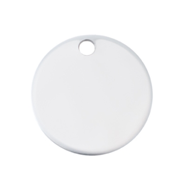 Stainless steel pendant, round, diameter 20.5 mm, silver-coloured