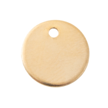 Stainless steel pendant, round, diameter 10 mm, gold-coloured