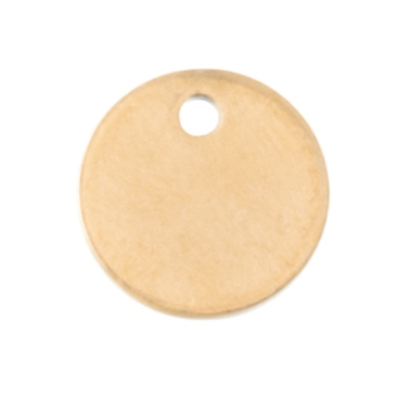Stainless steel pendant, round, diameter 8 mm, gold-coloured