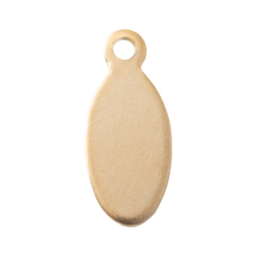 Stainless steel pendant, oval, 16 x 7 mm, gold-coloured