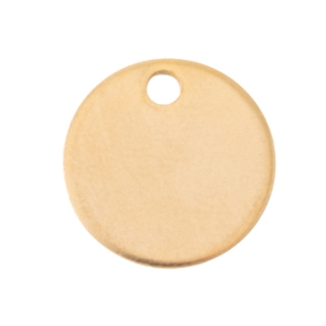 Stainless steel pendant, round, 12 mm, gold-coloured