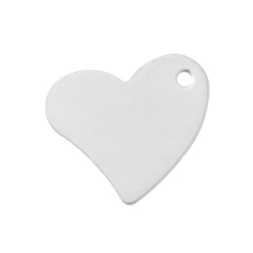 Stainless steel pendant, heart, 17 x 18 mm, silver-coloured