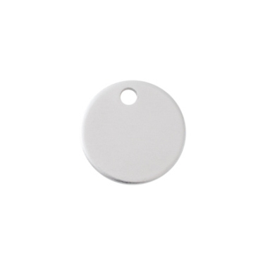 Stainless steel pendant, round, diameter 12 mm, silver-coloured